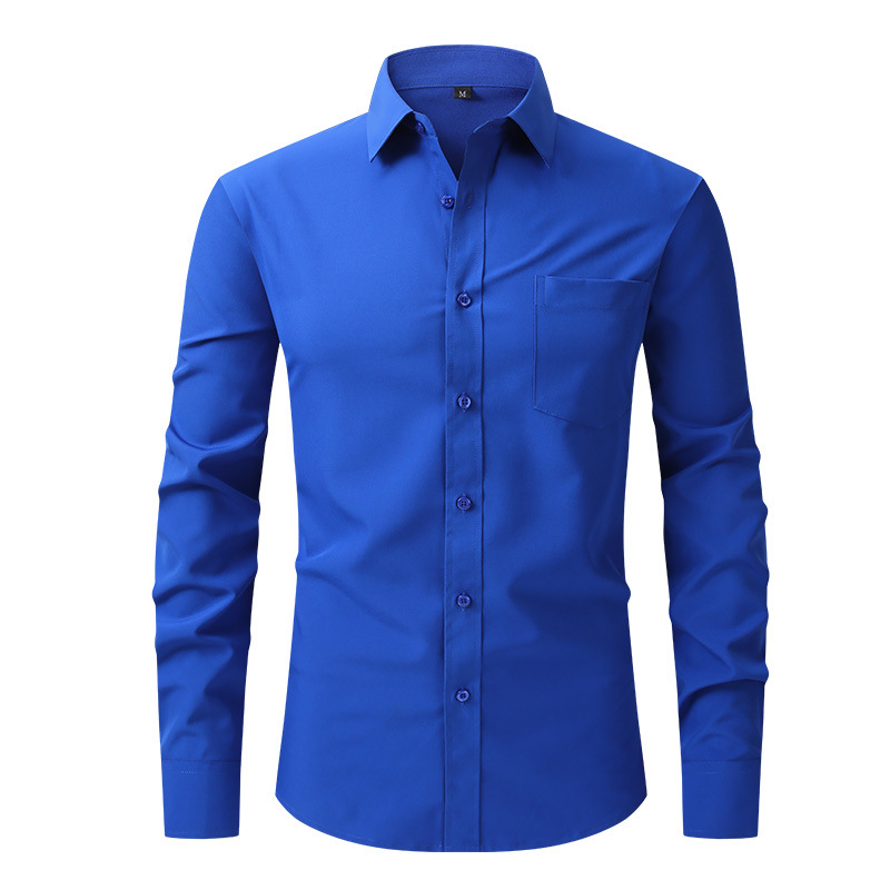 Chemise à manches longues pour hommes, extensible, Slim, à la mode, fourniture en gros