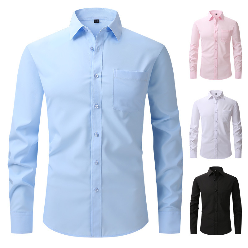 Chemise à manches longues pour hommes, extensible, Slim, à la mode, fourniture en gros